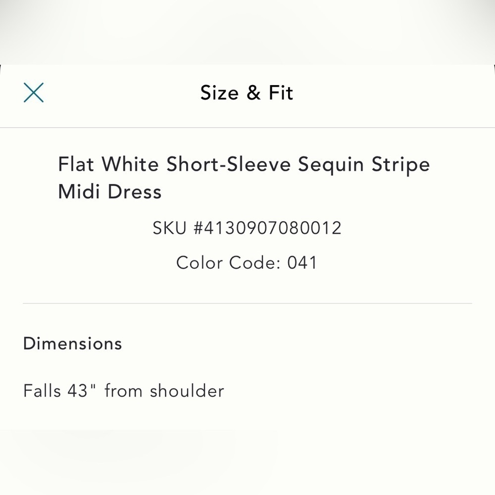 NWT new small Anthropologie flat white short sleeve sequin stripe midi dress - Picture 7 of 17